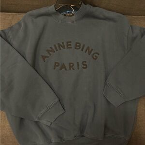 Anine Bing Dark Teal Sweatshirt with Embroidered Logo